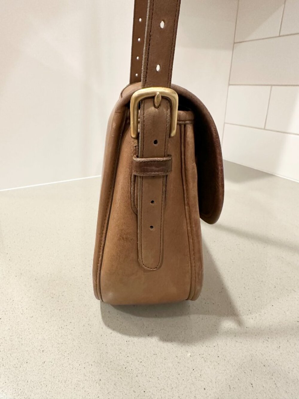 COACH Saddlery Bag (style #9535) – Putty - New York - Vintage late 80s - Picture 7 of 16